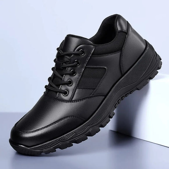 New Platform Cow Leather Casual Sneakers for Men Designer Autumn Winter Cotton Black Outdoor Men's Sports Shoes Zapatos Hombre