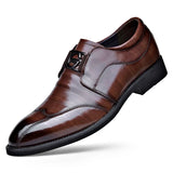 38-48 Men's Casual Business Leather Shoes Cover Feet Embroidered Pointed Scalp Shoes Comfortable Wear-resistant Dress Shoes Men